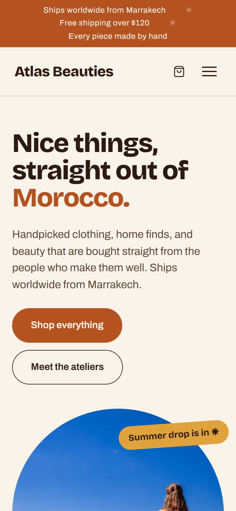 The storefront on a phone