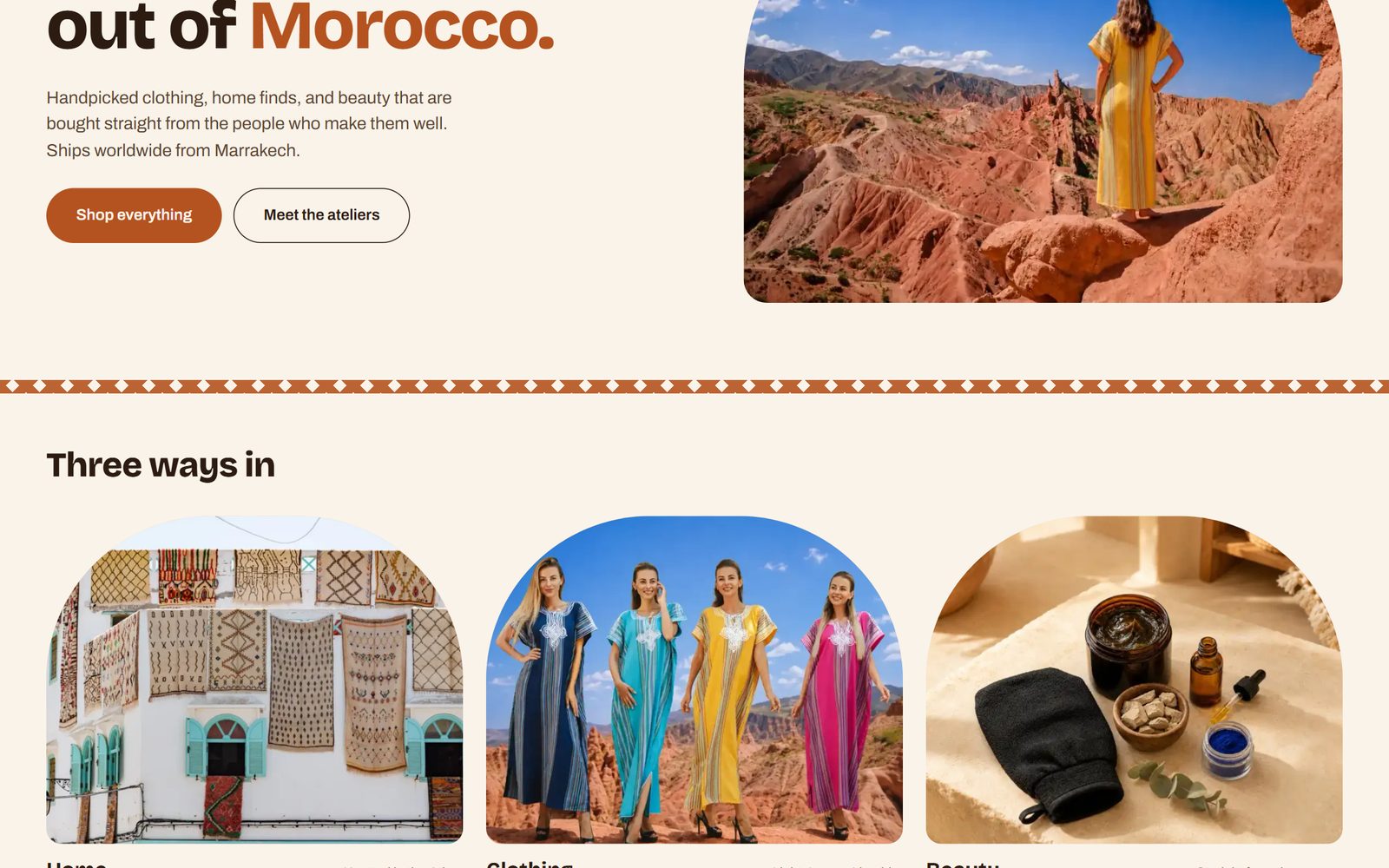 Three ways in: Home, Clothing, Beauty
