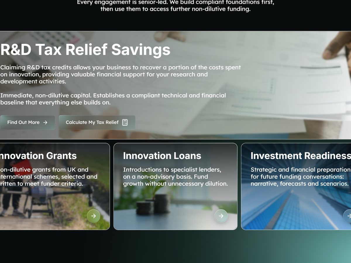 Walmer Group services: R&D tax relief, innovation grants, loans and investment readiness